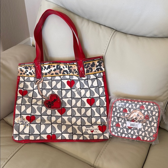 Brighton Red and Leopard Print Tote Set - Picture 2 of 6